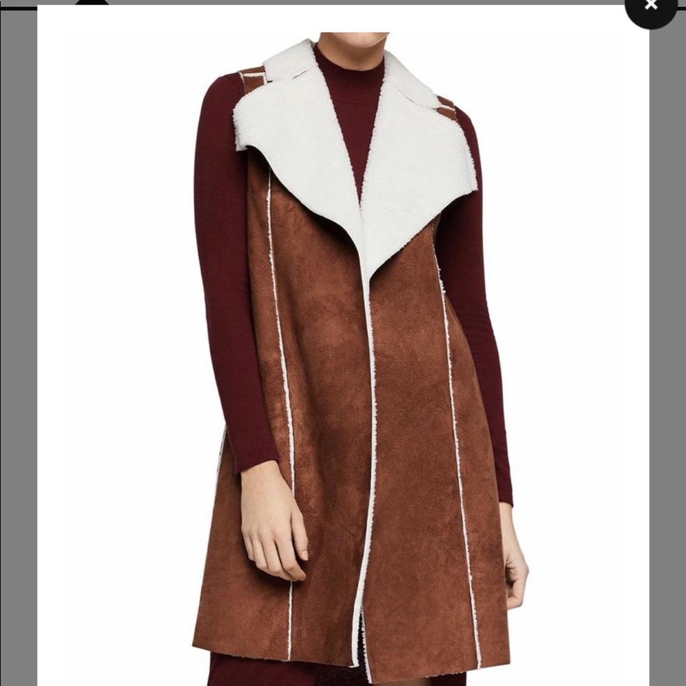 NWT BCBG Faux Shearling Long Vest